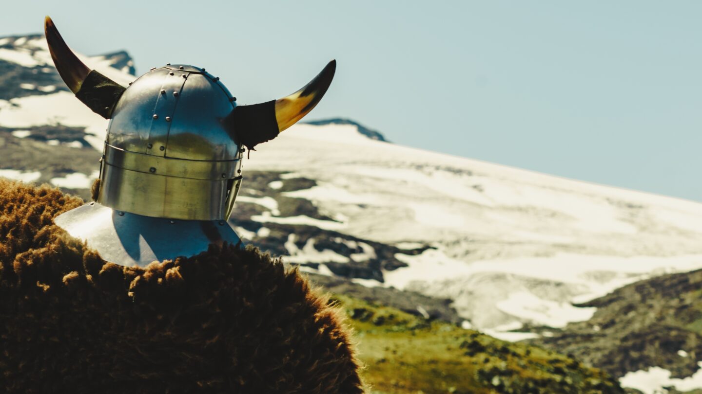 Viking,Warrior,With,Helmet,And,Fur,In,Mountain,Nature,,Norway. study medicine in norway - mbbs course - higher education